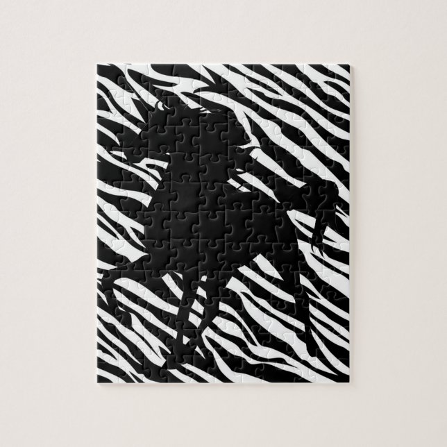 Black Unicorn Silhouette Puzzle (Vertical)