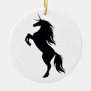 Black Unicorn Silhouette Round Ornament