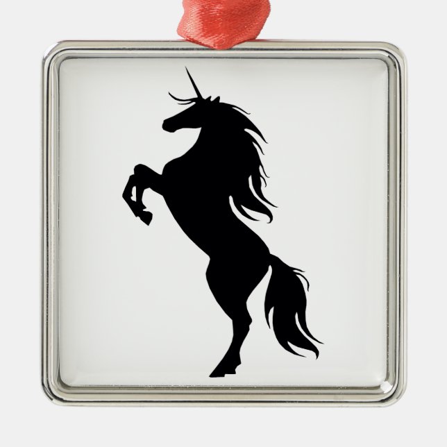 Black Unicorn Silhouette Square Ornament (Front)