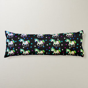 Black Unicorns & Star Print Body Pillow