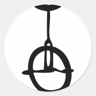 black unicycle icon classic round sticker