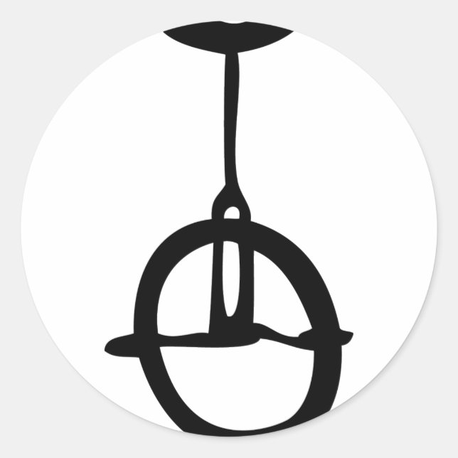 black unicycle icon classic round sticker (Front)