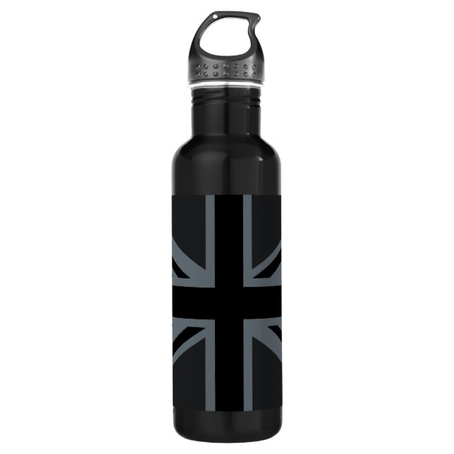 Black Union Jack British Flag Design Customize it 710 Ml Water Bottle (Front)