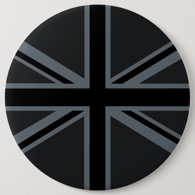 Black Union Jack Flag Design 6 Inch Round Button (Front)