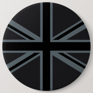 Black Union Jack Flag Design 6 Inch Round Button