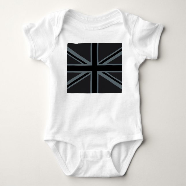 Black Union Jack Flag Design Decor Baby Bodysuit (Front)