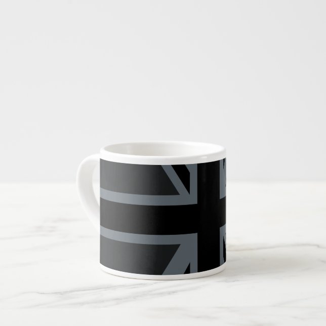 Black Union Jack Flag Design Decor Espresso Cup (Front Left)
