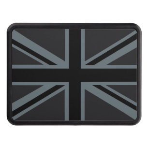 Black Union Jack Flag Design Trailer Hitch Cover