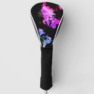 Black Unique World Maps Trip Globe Travelers Agent Golf Head Cover