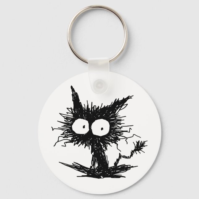 Black Unkempt Kitten GabiGabi Keychain (Front)