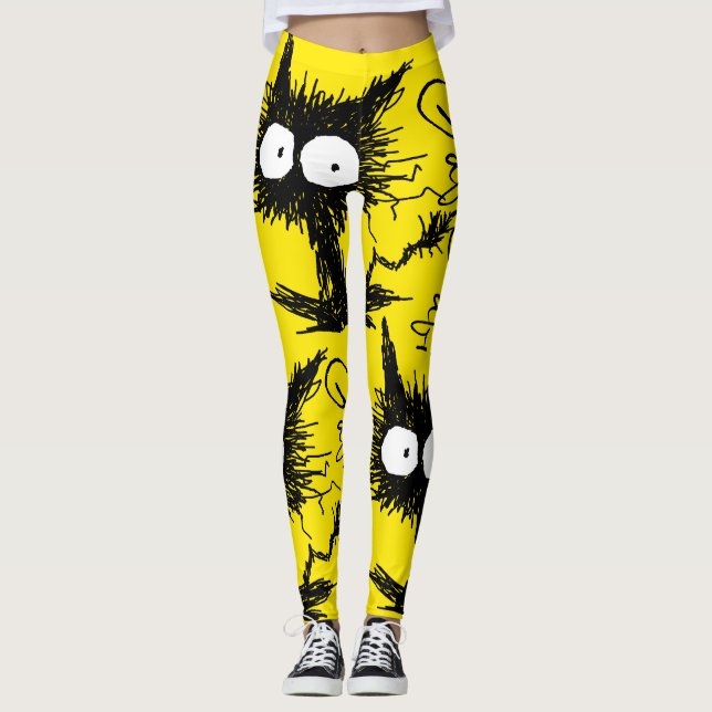 Black Unkempt Kitten GabiGabi Yellow Leggings (Front)