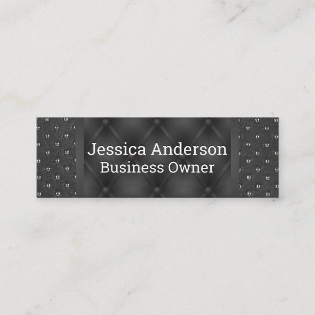 Black Upholstered Padding | Luxury Mini Business Card (Front)