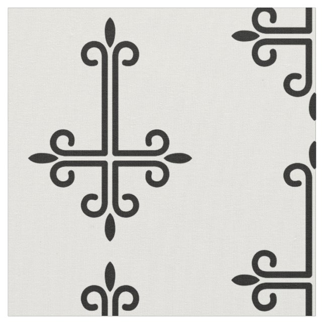 black upside down cross gothic halloween fabric (Close Up)