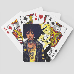 BLACK URBAN BEAUTY ROCK ROLL LEATHER JACKET REBEL PLAYING CARDS