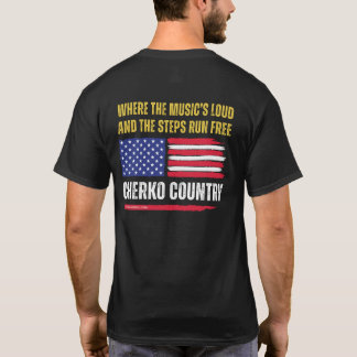(Black) US Flag / Music's Loud & Steps Run Free T-Shirt