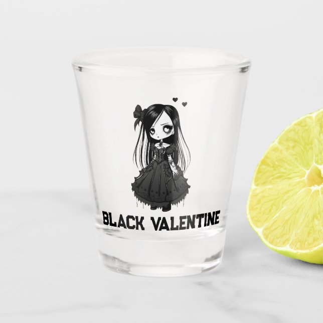 Black Valentine Shot Glass (Front)