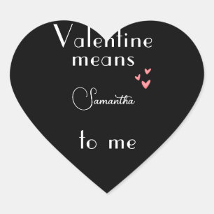 Black Valentine's Day Customized Name Stickers