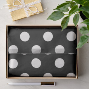 Black & Vanilla Big Polka Dots Trendy Chic Pattern Tissue Paper