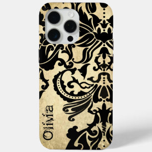 Black Vector Damask Vintage or coque iphone