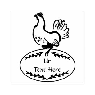 Black Vector Hen Monogram Rubber Stamp