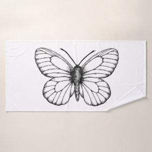 Black-veined white butterfly bath towel set
