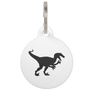 Black velociraptor dinosaur - Choose back color Pet Tag