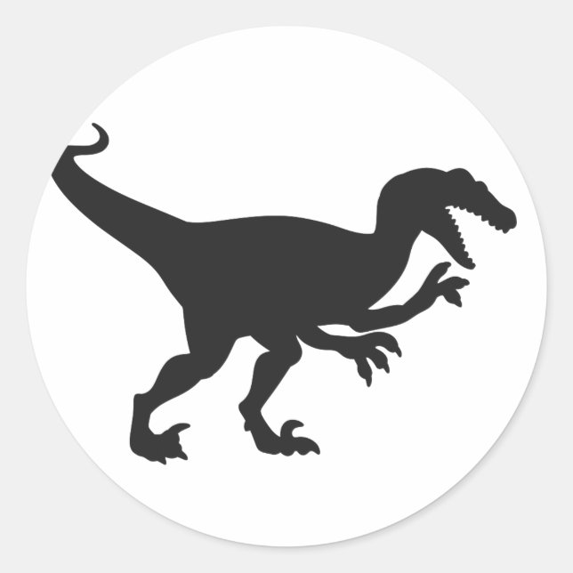 Black velociraptor dinosaur - Choose back colour Classic Round Sticker (Front)