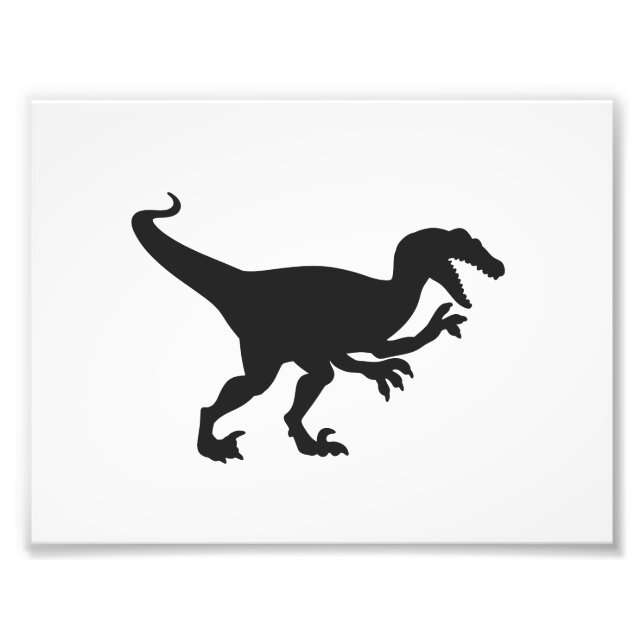 Black velociraptor dinosaur - Choose back colour Photo Print (Front)