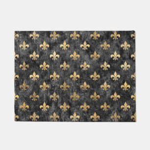 Black Velvet Fleur De Lis Mardi Gras Orleans Doormat