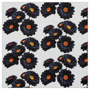 Black velvet flowers  fabric