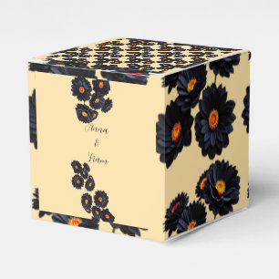Black velvet flowers favor box