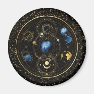Black Velvet Gold Celestial Astrology Magnet