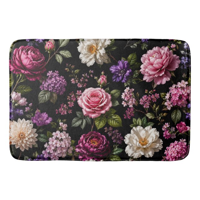 Black Velvet Rose Bath Mat (Front)