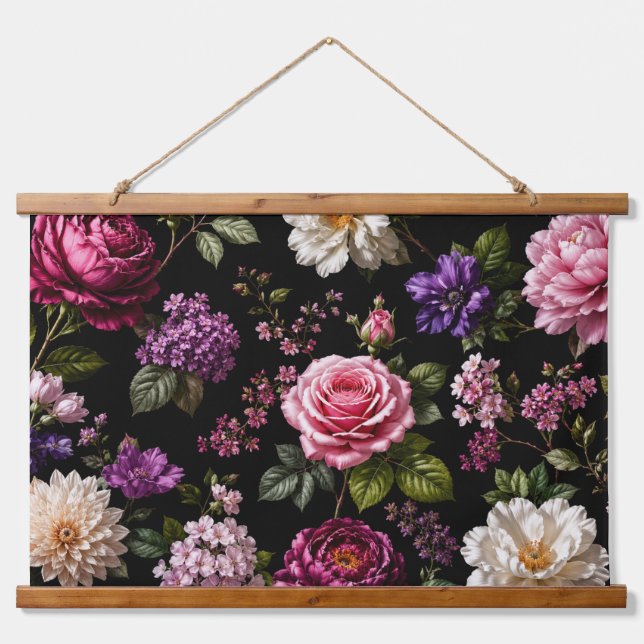 Black Velvet Rose Hanging Tapestry (Front)