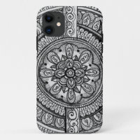 Black Velvet White Damask Dreamcatcher Mandala Art