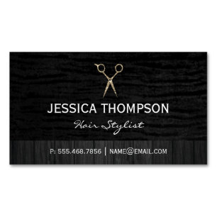 Black Velvet   Wood Trim Magnetic Business Card