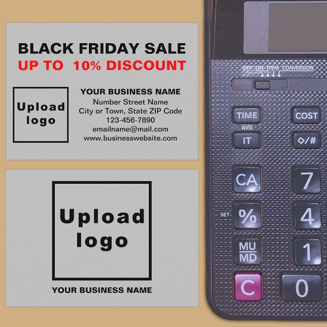 Black Vendredi Vente sur carte de boîtier gris (Front and back of the enclosure card)