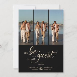 Black Vertical 3 Photos Collage Fancy Handwritten  Invitation
