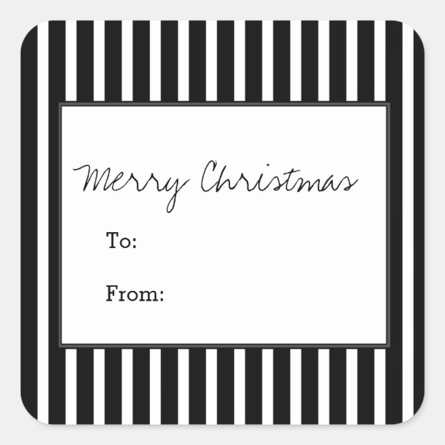 Black Vertical Festive Stripes Holiday Square Sticker (Front)
