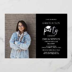 Black Vertical Photo Graduation CAP Script