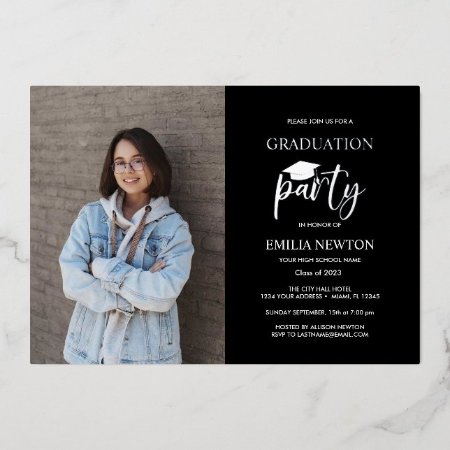 Black Vertical Photo Graduation CAP Script (Front)