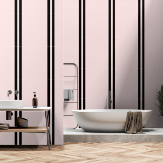 Black Vertical Stripes On Pastel Pink Wallpaper