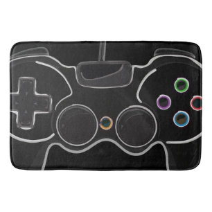 Black Video Game Controller Gamer Bath Mat