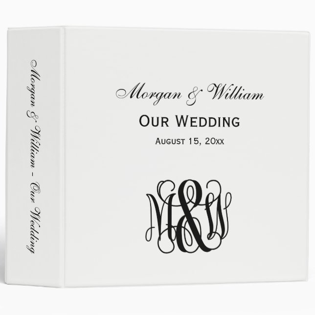 Black Vine Script Monogram B&G DIY BG Binder (Front/Spine)