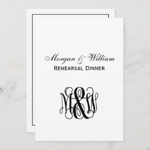 Black Vine Script Monogram B&G DIY BG Rehearsal Invitation