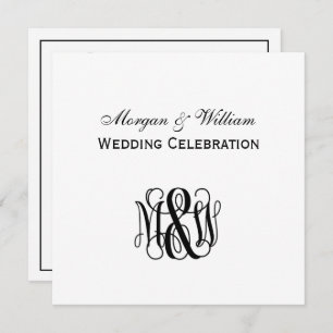 Black Vine Script Monogram B&G DIY BG Wedding Invitation