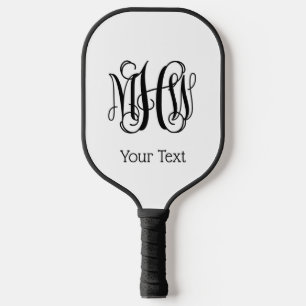 Black Vine Script Monogram DIY BG Pickleball Paddle