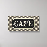 Black Vintage Cafe Sign Wall Art Canvas