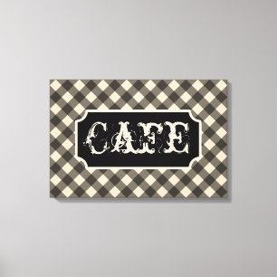 Black Vintage Cafe Sign Wall Art Canvas