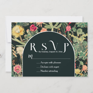 Black Vintage Colourful Cactus Invitation
